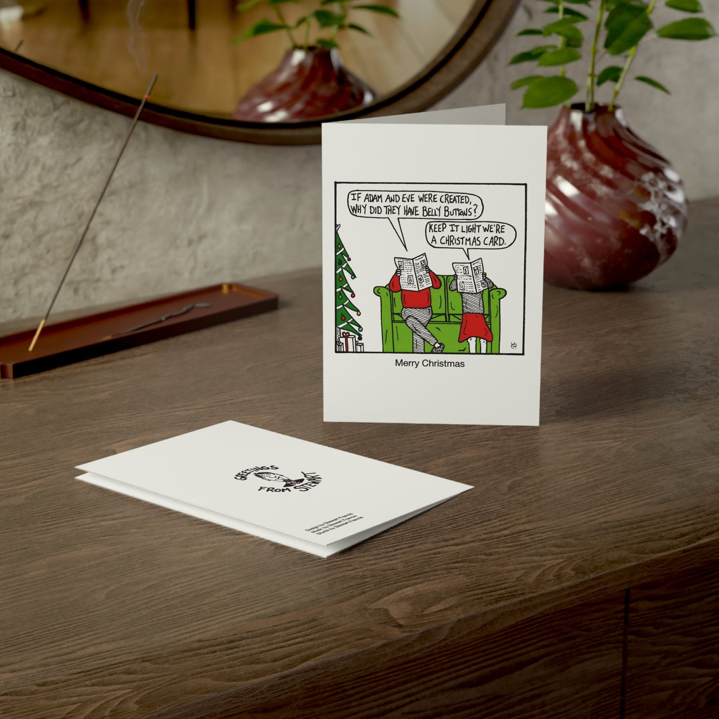 Christmas — Belly Buttons greeting card back cover Greetings from Stewart