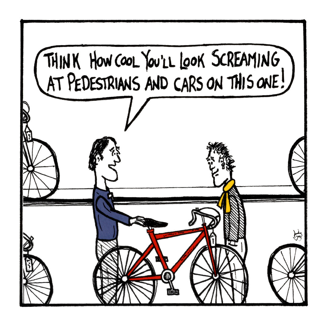 Bike Shop funny birthday greeting card front design by comedian Stewart Francis
