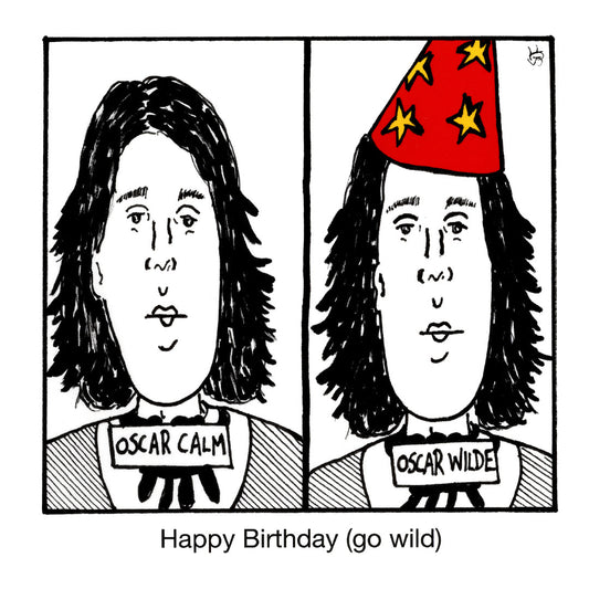 Birthday - Oscar Wilde funny birthday greeting card front design by comedian Stewart Francis