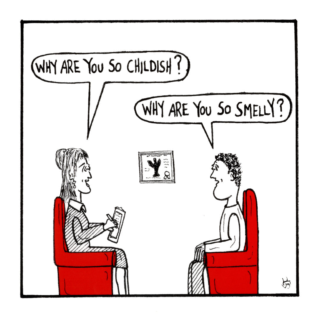 Childish funny occasion greeting card front design by comedian Stewart Francis