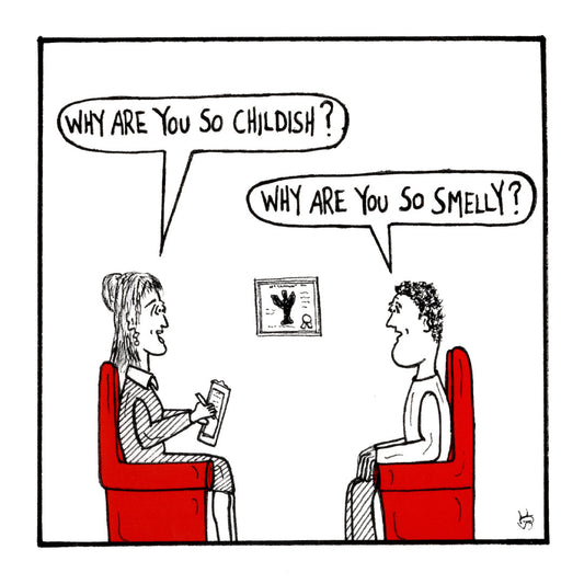 Childish funny occasion greeting card front design by comedian Stewart Francis