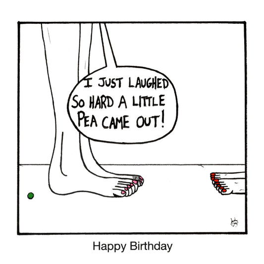 Birthday - Little Pea funny birthday greeting card front design by comedian Stewart Francis