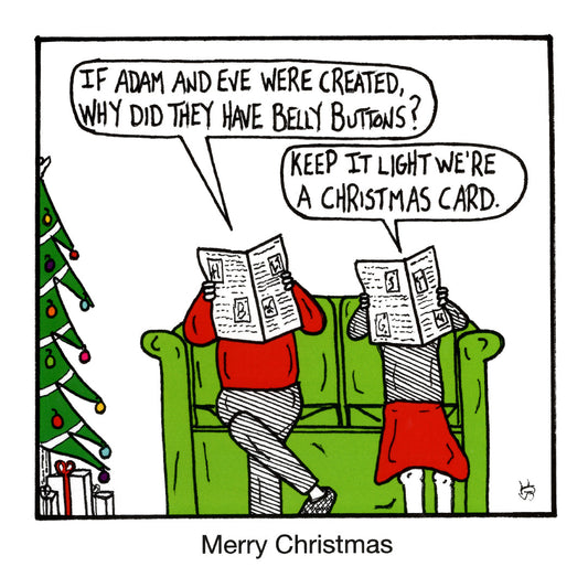 Christmas — Belly Buttons funny christmas greeting card front design by comedian Stewart Francis