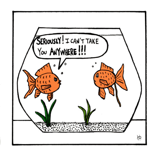 Goldfish funny friendship greeting card front design by comedian Stewart Francis