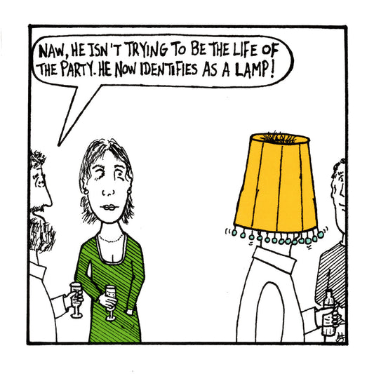 Lamp funny birthday greeting card front design by comedian Stewart Francis