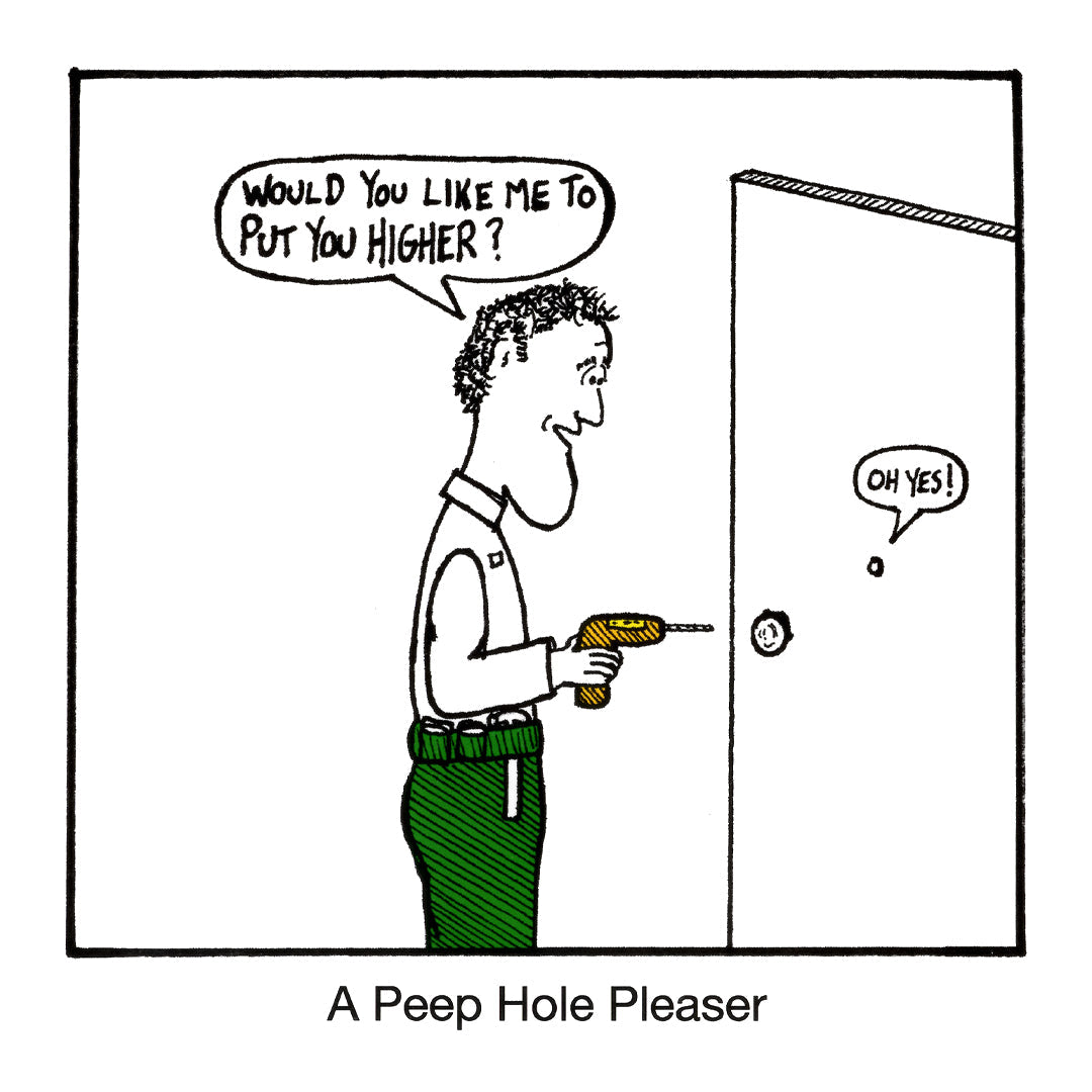 Peep Hole funny birthday greeting card front design by comedian Stewart Francis