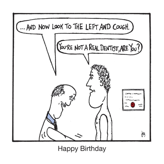 Birthday - Dentist funny birthday greeting card front design by comedian Stewart Francis