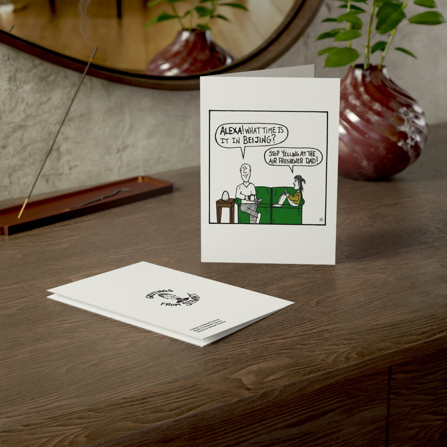 Alexa greeting card back cover Greetings from Stewart
